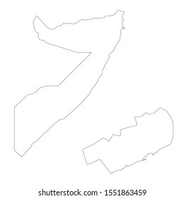 Vector map Somalia and Mogadishu. Country and capital. Isolated vector Illustration. Outline. EPS 10 Illustration.
