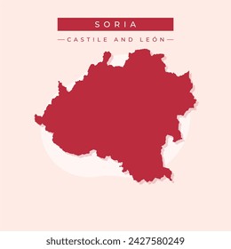 Vector Map of Soria Province with name. Map of Soria Province is isolated on a white background. Simple flat geographic map.