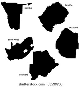 Vector map of South Africa countries