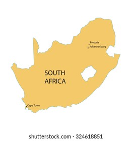 vector map of South Africa with indication of capital cities