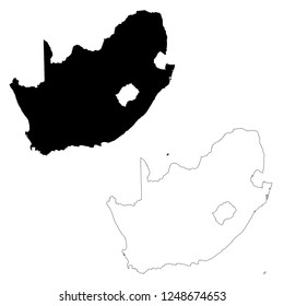 Vector map South Africa. Isolated vector Illustration. Outline and vector. Black on White background. EPS 10 Illustration.