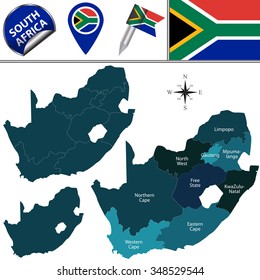 Vector Map Of South Africa With Named Provinces And Travel Icons