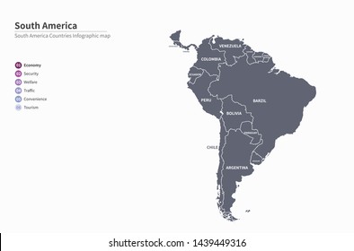 mapa vectorial de América del Sur