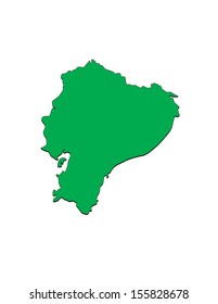 Vector Map of the South American Country of Ecuador; Illustrator 8