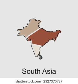 vector map of South Asia modern outline, illustration design template on white background