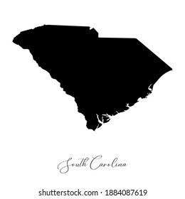 Vector map of  South Carolina with handwritten name of the state. State name can be removed or edited. Black drawing on white background. Appropriate for digital editing and prints of all sizes.