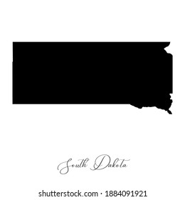 Vector map of  South Dakota with handwritten name of the state. State name can be removed or edited. Black drawing on white background. Appropriate for digital editing and prints of all sizes.