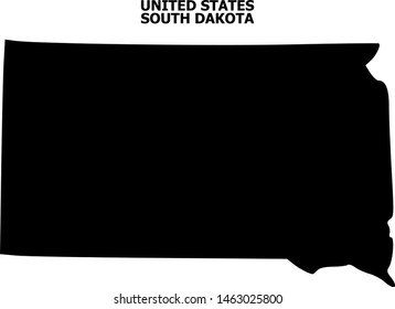 Vector Map of South Dakota State with name. Map of South Dakota State is isolated on a white background. Simple flat geographic map.