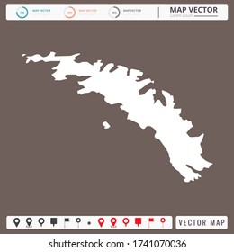Vector map of South Georgia Brown background and pins icon.
