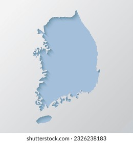 Vector map South Korea with abstract inner shadow isolated on background. Template Asia country for pattern, design, illustration, backdrop. Creative paper cut map effect of the South Korea