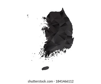 Vector map of South Korea black polygon style gradient.
