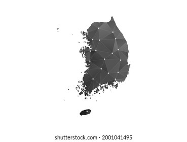 Vector map of South Korea. Black polygonal style on white background.