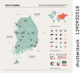 Vector map of South Korea. High detailed country map with division, cities and capital Seoul. Political map,  world map, infographic elements.  