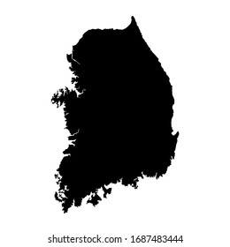 Vector map South Korea. Isolated vector Illustration. Black on White background. EPS 10 Illustration.
