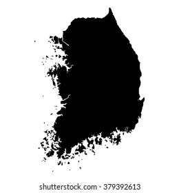 Vector map South Korea. Isolated vector Illustration. Black on White background. EPS Illustration.