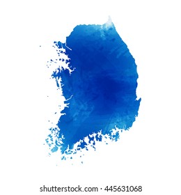 Vector map South Korea. Isolated vector Illustration. Watercolor effect. EPS 10 Illustration.