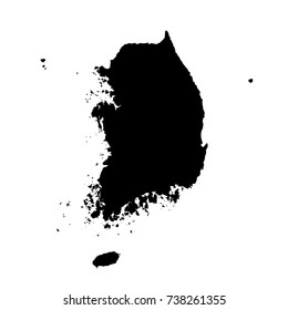 Vector map South Korea. Isolated vector Illustration. Black on White background. EPS 10 Illustration.