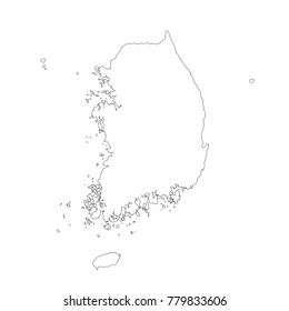 Vector map South Korea. Isolated vector Illustration. Black on White background. EPS 10 Illustration.