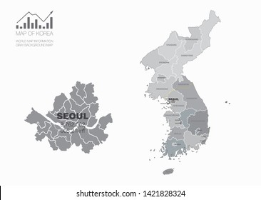 vector map of South Korea map and North Korea . seoul map.