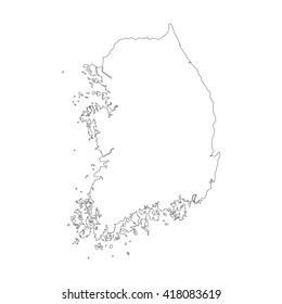 Vector map South Korea. Outline map. Isolated vector Illustration. Black on White background. EPS 8 Illustration.