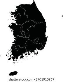 Vector Map of South Korea with Regions and Islands