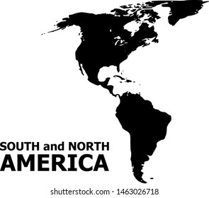 Vector Map Of South And North America With Title. Map Of South And North America Is Isolated On A White Background. Simple Flat Geographic Map.