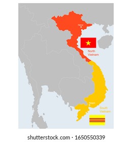 Vector Map Of South And North Vietnam