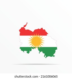 Vector map South Ossetia (Alania) combined with Kurdistan flag.