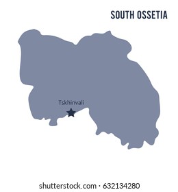 Vector map of South Ossetia isolated on white background. Travel Vector Illustration.
