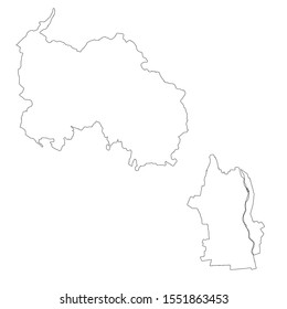 Vector map South Ossetia and Tskhinval. Country and capital. Isolated vector Illustration. Outline. EPS 10 Illustration.