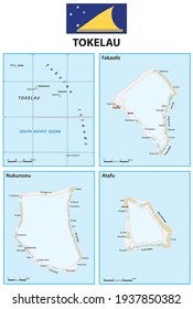 Vector Map Of South Pacific Islands Of Tokelau With Flag