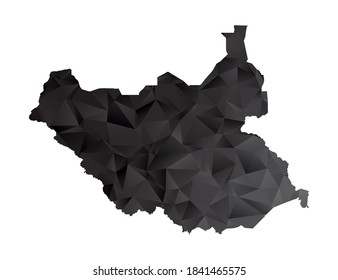 Vector map of South Sudan black polygon style gradient.