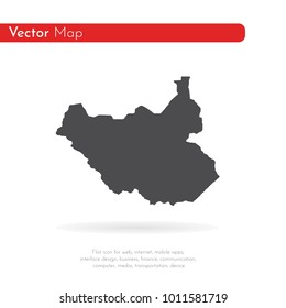 Vector map South Sudan. Isolated vector Illustration. Black on White background. EPS 10 Illustration.