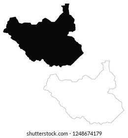 Vector map South Sudan. Isolated vector Illustration. Outline and vector. Black on White background. EPS 10 Illustration.