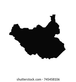 Vector map South Sudan. Isolated vector Illustration. Black on White background. EPS 10 Illustration.