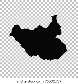 Vector map South Sudan. Isolated vector Illustration. Black on White background. EPS 10 Illustration.