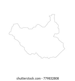 Vector map South Sudan. Isolated vector Illustration. Black on White background. EPS 10 Illustration.