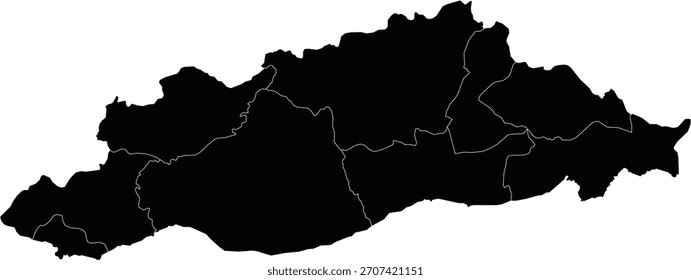Vector Map of Southeastern Anatolia Region of Turkey Isolated Silhouette