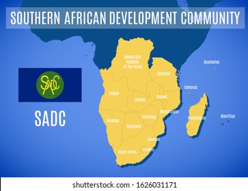 Vector Map Of The Southern African Development Community (SADC).