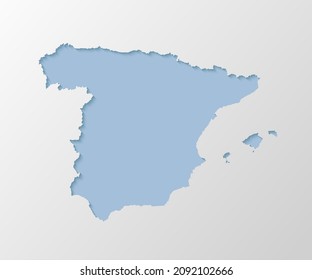 Vector map Spain with abstract shadow isolated on background. Template Europe country for pattern, design, illustration, backdrop. Creative concept outline, border, frontier map of the state Spain