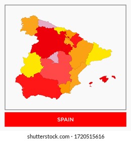 Vector map of Spain. Map of the country with colorful regions on white background. World maps vector illustration.