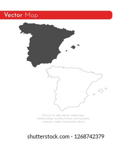 Vector map Spain. Isolated vector Illustration. Black on White background. EPS 10 Illustration.