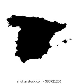 Vector map Spain. Isolated vector Illustration. Black on White background. EPS Illustration.