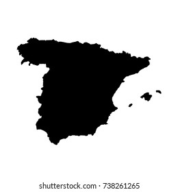 Vector map Spain. Isolated vector Illustration. Black on White background. EPS 10 Illustration.