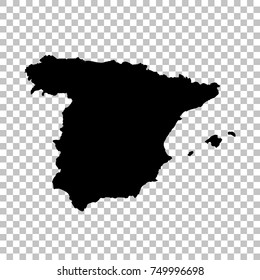 Vector map Spain. Isolated vector Illustration. Black on White background. EPS 10 Illustration.