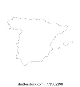 Vector map Spain. Isolated vector Illustration. Black on White background. EPS 10 Illustration.