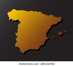 Vector map Spain made golden style isolated on background. Template Europe creative gold metal for design, illustration, pattern, report, infographic, backdrop. Concept symbol of the map Spain