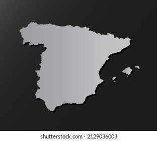 Vector map Spain made silver style isolated on background. Template Europe creative effect metal for design, illustration, pattern, report, infographic, backdrop. Concept symbol of the map Spain