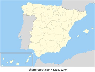 Vector map of Spain with Provinces and Autonomous Communities. Elements of this image furnished by NASA.