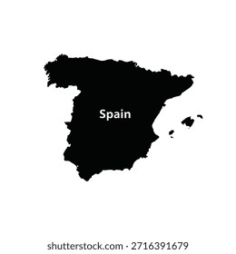 Mapa vetorial de Espanha mostrando sua capital Madrid. Silhueta do país da Península Ibérica para informações geográficas e políticas.